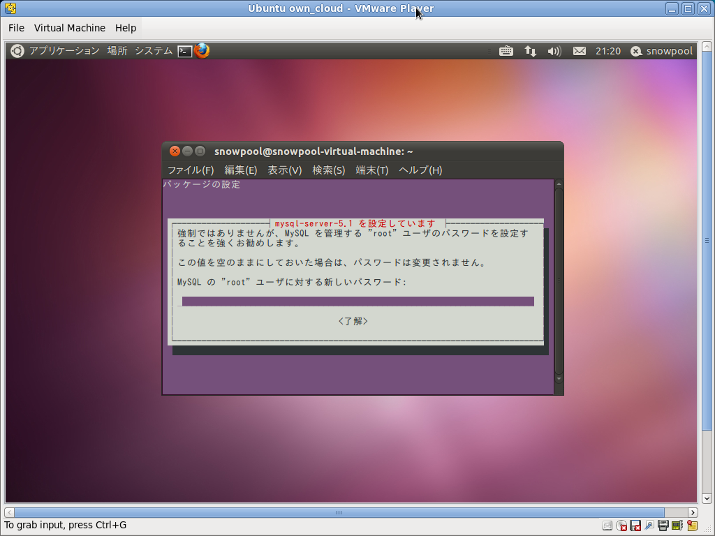 Screenshot-Ubuntu own_cloud - VMware Player
