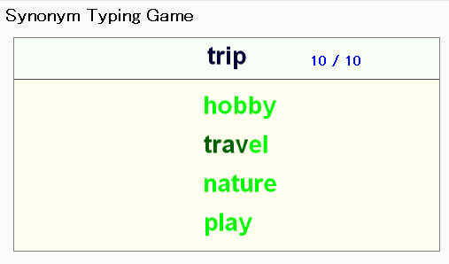 Synonym Typing Game