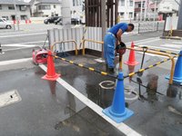 店舗駐車場漏水修繕　尼崎市