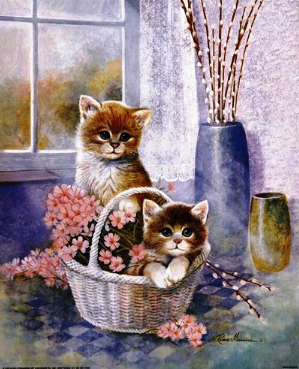 絵画 壁掛け原画【可愛い猫たちとロマンチックのピアノ曲】 Yahoo