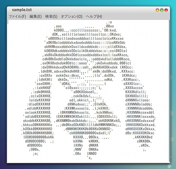 jp2a Ubuntu コマンド アスキーアート テキストファイルに保存